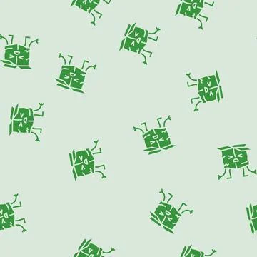 Torn sad cardboard box character glyph seamless pattern Stock Illustration