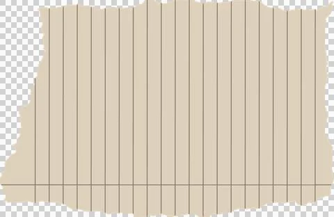 Torn sheet of lined notebook paper is floating on transparent background, flat 스톡 일러스트