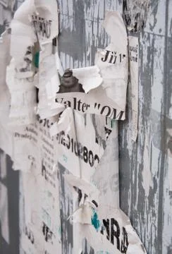 Torn sheet on the wall Foto stock