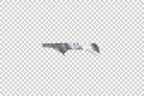 Torn silver foil fragment with embossed pattern on transparent background. Stock Photos