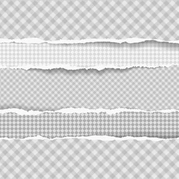 Torn squared and horizontal paper strips with soft shadow. Vector illustration Stock Illustration