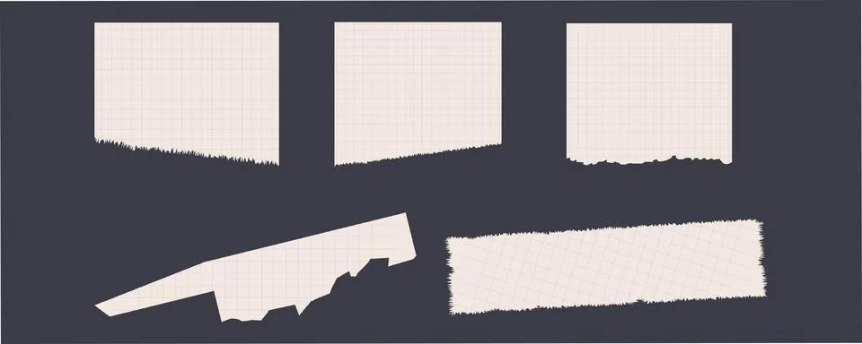 Torn Squared Graph Paper Banners Vector Sheets 스톡 일러스트
