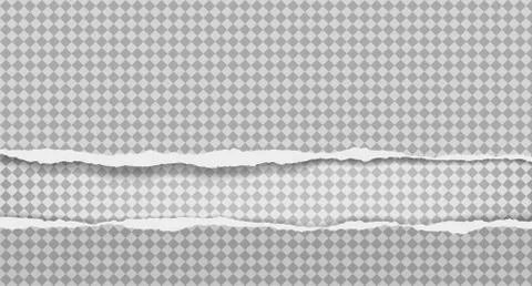 Torn squared horizontal paper strips with soft shadow. Vector illustration Stock Illustration