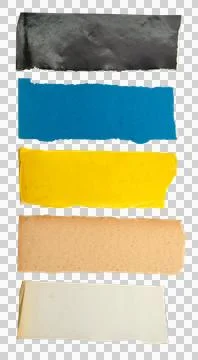 Torn strips of colored and aged paper Stock Photos