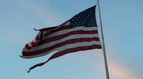 Torn tattered american flag 4 Stock Footage