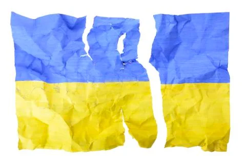 Torn ukrainian flag Stock Photos