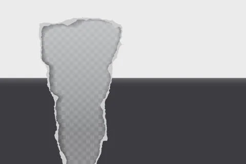 Torn of white and black horizontal paper hole with soft shadow, frame for text Stock Illustration
