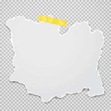 Torn, white and blank sheet of paper for text, stuck with sticky tape on squared Stock Illustration