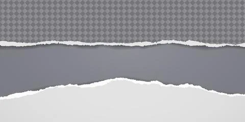 Torn of white and squared paper are on dark grey background for text Stock Illustration
