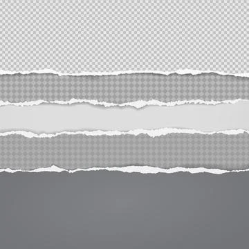 Torn of white and squared paper are on light grey background for text Illustrazione stock