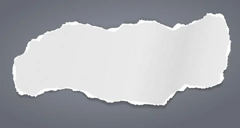 Torn white grainy note, notebook paper strip, piece stuck on brown background Illustrazione stock