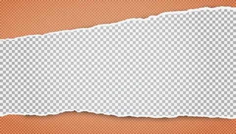 Torn white horizontal squared paper strips for text or message is on orange Stock Illustration