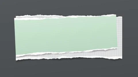 Torn of white math and green note, notebook paper are on dark grey background Stock Illustration