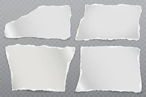 Torn of white note, notebook paper strips and pieces stuck on squared background Stock Illustration