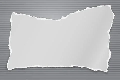 Torn of white note, notebook paper strips and pieces stuck on squared, lined Stock Illustration