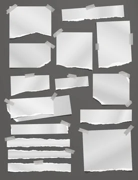 Torn paper white set. Horizontal rip edge strips. Ripped pap