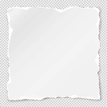 Torn of white note, notebook paper strip, piece stuck on grey squared background Stock Illustration