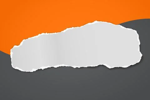 Torn of white paper is on dark grey and orange background for text, advertising Stock Illustration