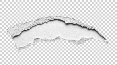 Torn white paper edge with rough texture against transparent background. Stock Illustration