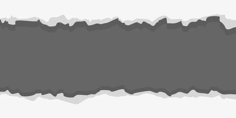 Torn white paper frame on gray background Stock Illustration