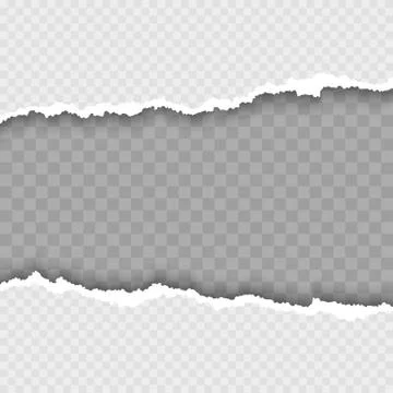 Torn white paper with shadow. Damaged cardboard borders. Vector illustration Stock Illustration