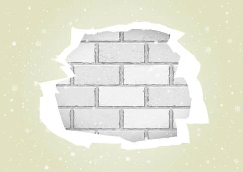 Torn white wallpapers brick wall Stock Illustration