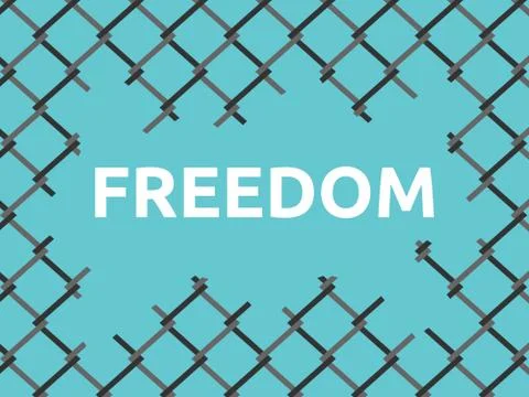Torn wire mesh, freedom Stock Illustration