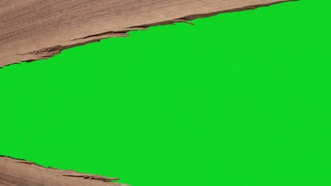 Torn wood grain texture horizontal rip revealing animated on green screen Stock Footage 335209751