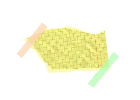 Torn yellow paper note vector piece with green and beige sticky tape texture. Stock Illustration