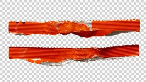 Torn Zig zag edge of orange potato chips bag Stock Photos