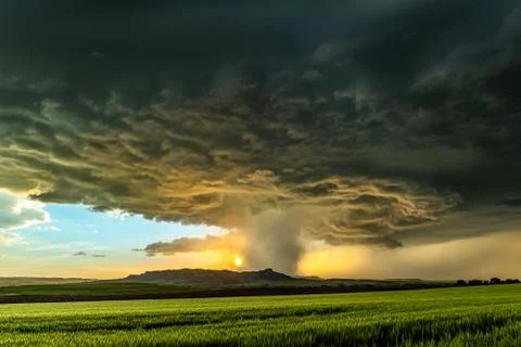 Tornadic Cell over Grassy Field Stock Photos