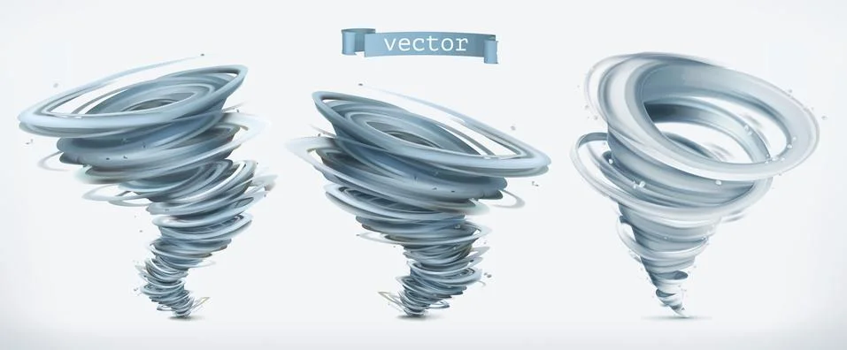 Tornado. 3d vector icon set Stock Illustration