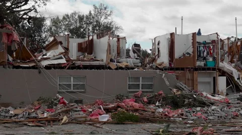 Tornado aftermath - Apartment complex destroyed Stock Footage 60729852