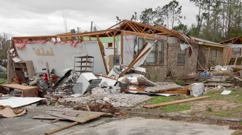 Tornado aftermath - damaged homes Stock Footage 60749596