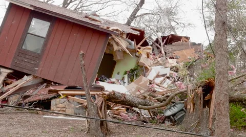 Tornado aftermath - damaged homes Stock Footage 60780513