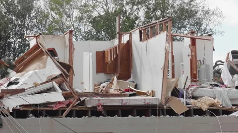 Tornado aftermath - damaged homes Stock Footage 60781760