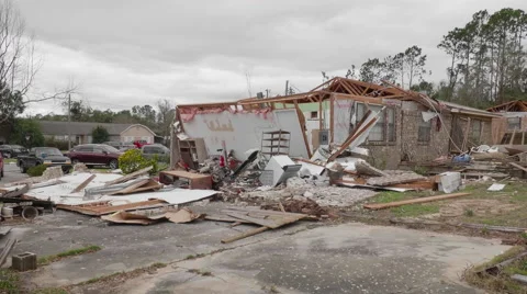 Tornado aftermath - damaged homes Stock Footage 60782573