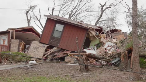 Tornado aftermath - damaged homes Stock Footage 60794308
