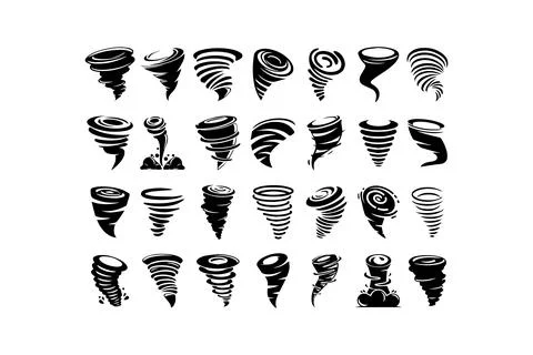 Tornado and Cyclone Icons Collection. Vector icon. Stock Illustration