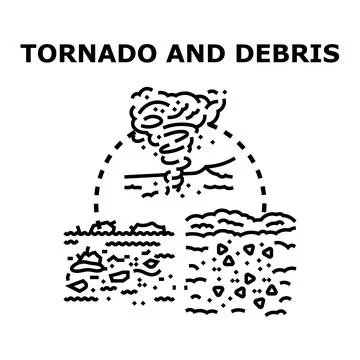 Tornado and debris causing natural disaster impacts Stock Illustration