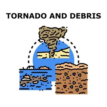 Tornado and debris causing natural disaster impacts Stock Illustration