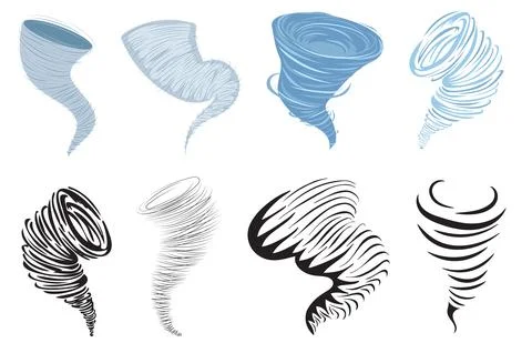 Tornado and hurricanes set isolated elements. Bundle of weather cataclysm Stock Illustration