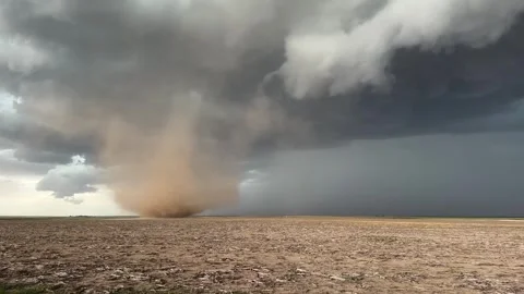 Tornado and lightning over a field Stock Footage 254740755