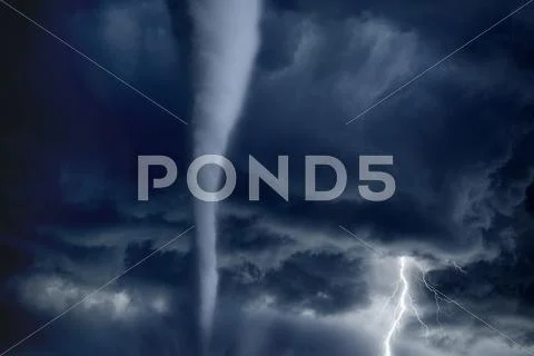 Tornado and lightning Stock Photos