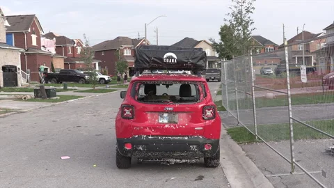 Tornado and severe thunderstorm damage to homes in residential area Stock Footage 157616680