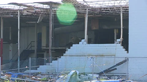 Tornado and thunderstorm damage destroys small town of Goderich Canada Stock Footage 36889036