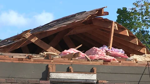 Tornado and thunderstorm damage destroys small town of Goderich Canada Stock Footage 36894202