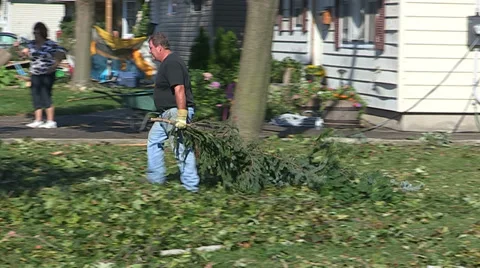 Tornado and thunderstorm damage destroys small town of Goderich Canada Stock Footage 36899505