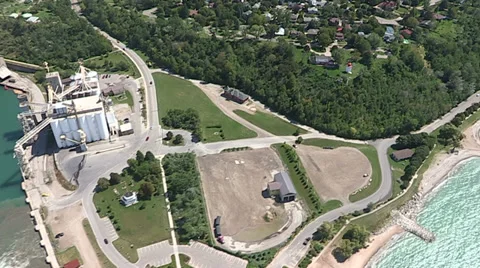 Tornado and thunderstorm damage destroys small town of Goderich Canada Stock Footage 36976959