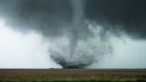 A Tornado Churns In A Field In Kansas Stock Footage
